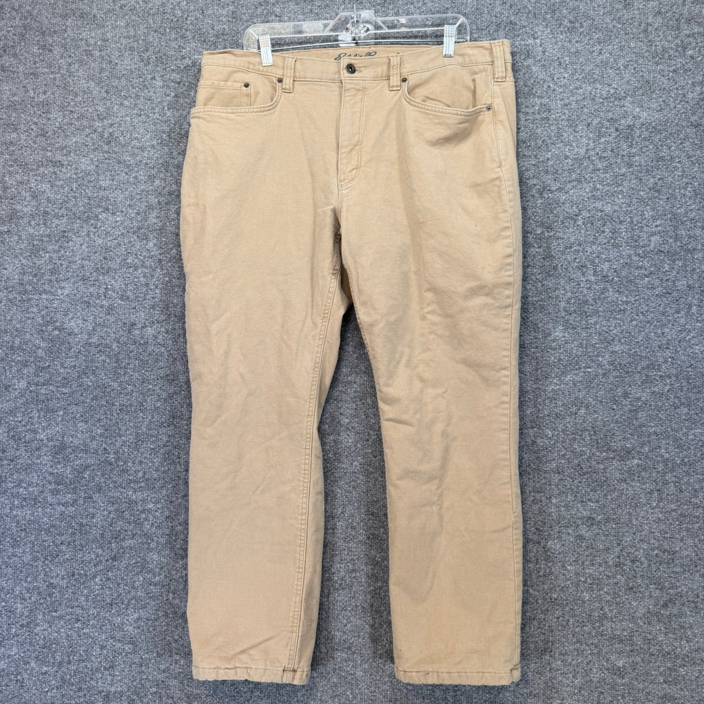Eddie Bauer Fleece Lined Pants Men 40x30 Tan Khaki Thermal Insulated Canvas Work